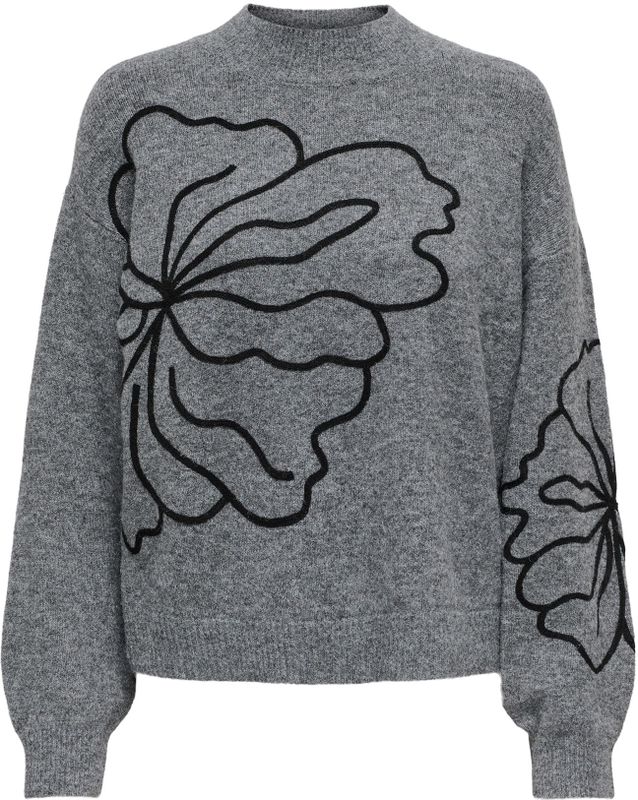 JDY - JDYJELLA - Gebreide Trui - Donkergrijs / Zwart