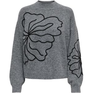 JDY - JDYJELLA - Gebreide Trui - Donkergrijs / Zwart