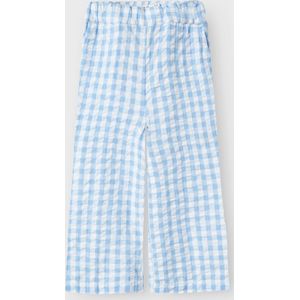 NAME IT - NMFFISINA WIDE PANT - Meisjes - Broek - Vichy - Wit - 100% Biokatoen