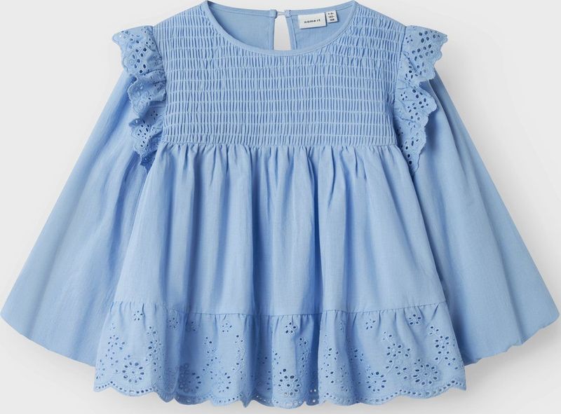 Smock - Overhemd - Wit - Geweven Stof - Ruches en Kantdetail