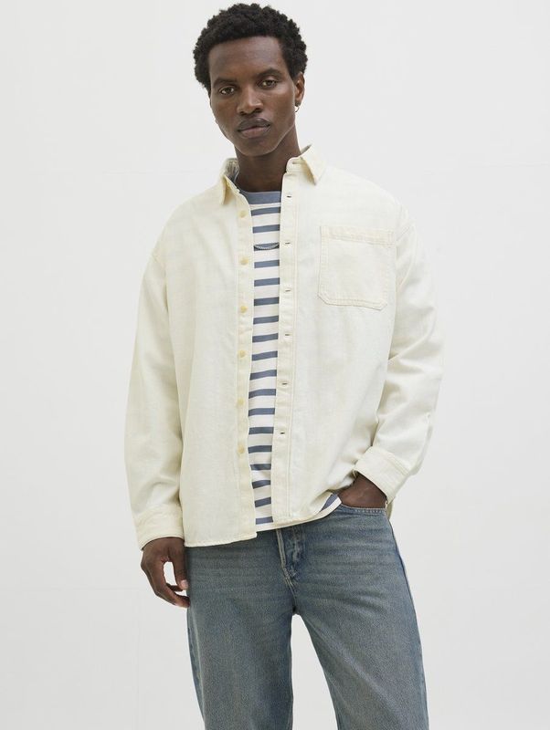 Jack & Jones - JORSANTORINI DENIM SHIRT - Overhemd - Beige - Comfort Fit