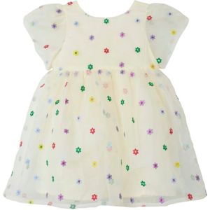 Korte Mouwen Jurk - All-Over Print - Ronde Hals - Pofmouwen - Polyester Voering