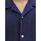 JACK & JONES JUNIOR Overhemd - Donkerblauw - Katoen - Korte Mouwen