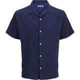 JACK & JONES JUNIOR Overhemd - Donkerblauw - Katoen - Korte Mouwen
