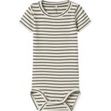 Body - Gestreept - Ribgebreide Stof - Ronde Hals - Korte Mouwen