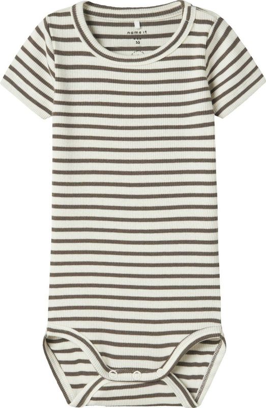 Body - Gestreept - Ribgebreide Stof - Ronde Hals - Korte Mouwen