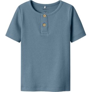 T-shirt - Regular Fit - Ribgebreid - Korte Mouwen - Biologisch Katoen