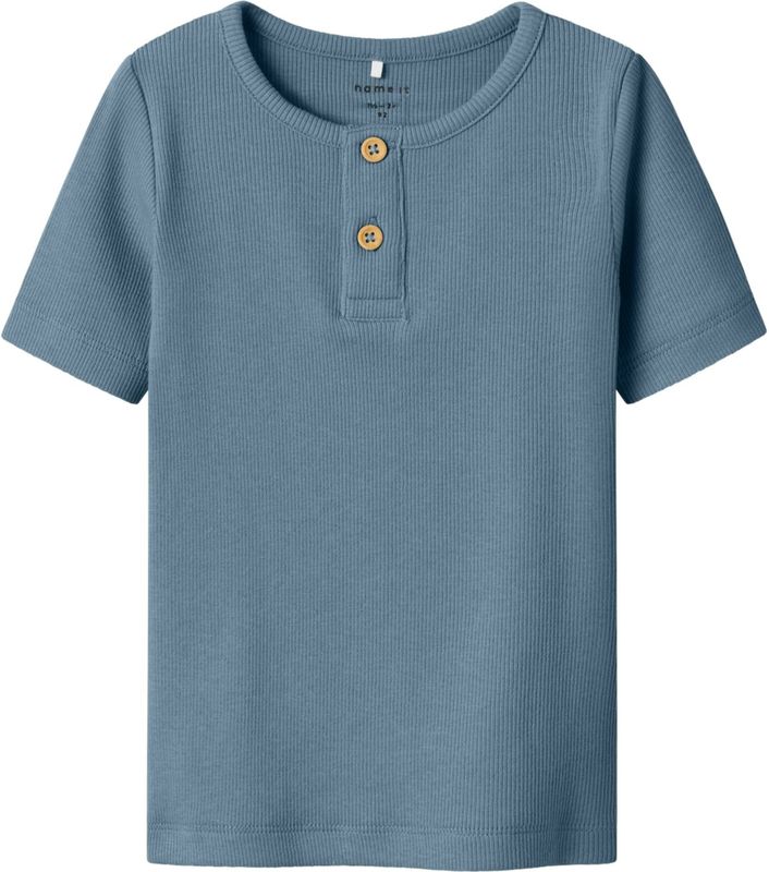 T-shirt - Regular Fit - Ribgebreid - Korte Mouwen - Biologisch Katoen