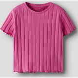 NAME IT - NKFNORALINA T-shirt - Carmine Rose - Ribtricot - Korte Mouwen
