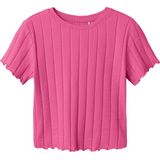 NAME IT - NKFNORALINA T-shirt - Carmine Rose - Ribtricot - Korte Mouwen