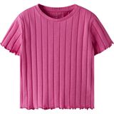 NAME IT - NKFNORALINA T-shirt - Carmine Rose - Ribtricot - Korte Mouwen