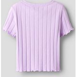 Ribtricot - T-shirt - Streep - Hoge Hals - Korte Mouwen - Cropped Fit