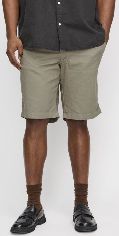 Korte Broeken - Groen/Grijs - Katoen/Linnen - Relaxed Fit