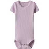 Korte Mouwen Romper - Vernieuw de Garderobe - Jersey - O-hals - Kantdetail