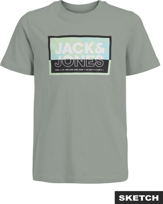 Jack & Jones - JCOLOGAN T-shirt - Aqua Gray - Korte Mouwen - Ronde Hals