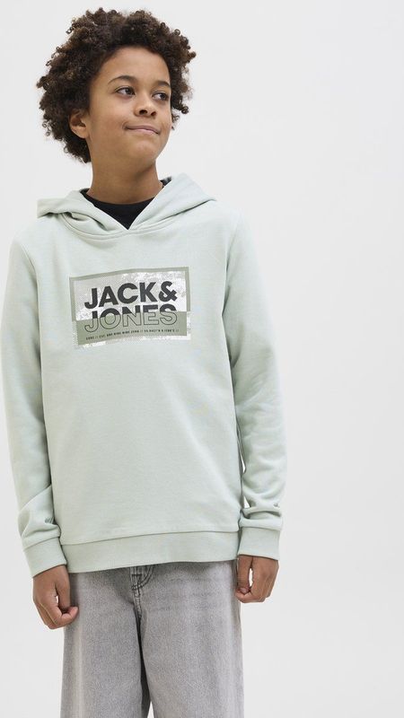 JACK & JONES Junior - Hoodie - Groen - Geborstelde Stof