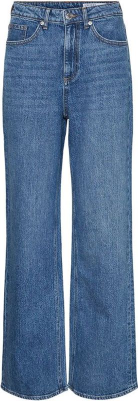 Jeans met Wijde Pijpen - Blauw - Katoen - Hoge Taille