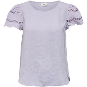 JDY - JDYHANNAH LIFE LACE TOP - Thistle - Katoen - Korte Mouwen