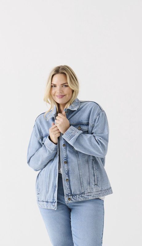 Curve - Denim Jas - Blauw - Katoen - Lange Mouwen