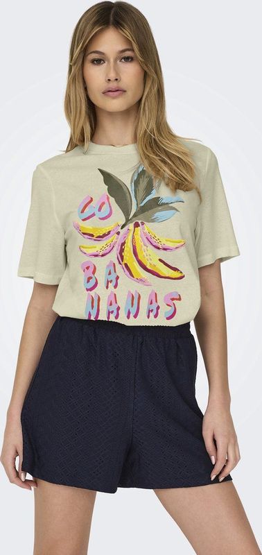 ONLBLINIS - T-shirt - Geprint - Gerecycled Materiaal - Ronde Hals - Kwartmouw