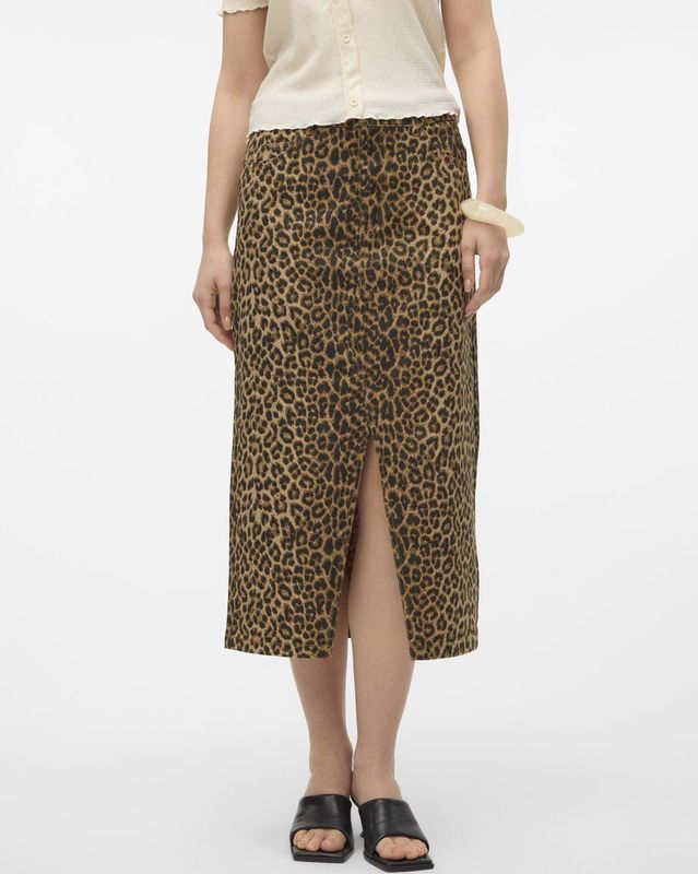Vero Moda Dierenprint Jeansrok - Katoenmix - Midi - Model 'VERI'