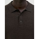 Basic - Gebreide Polo - Col - Blauw - 50% Katoen, 35% Katoen Gerecycled, 15% Polyester Gerecycled