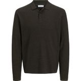 Basic - Gebreide Polo - Col - Blauw - 50% Katoen, 35% Katoen Gerecycled, 15% Polyester Gerecycled