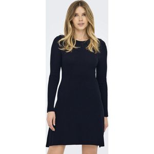 Tricot Jurk - Effen - Knitwear - Geribbelde Kraag - Lange Mouw