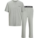 Jack & Jones - JACEVEREST - Pyjama Lang - Grijs Gemêleerd/Zwart/Wit - 2-delig