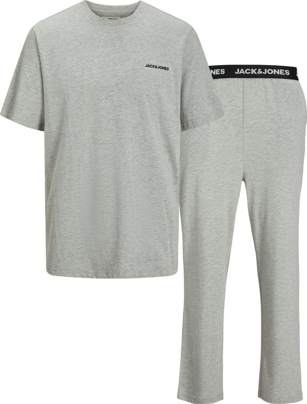 Jack & Jones - JACEVEREST - Pyjama Lang - Grijs Gemêleerd/Zwart/Wit - 2-delig