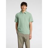 Selected - SLHSANDER SEERSUCKER ZIP - Poloshirt - Effen - Katoen/Elastaan