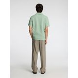 Selected - SLHSANDER SEERSUCKER ZIP - Poloshirt - Effen - Katoen/Elastaan