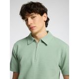 Selected - SLHSANDER SEERSUCKER ZIP - Poloshirt - Effen - Katoen/Elastaan