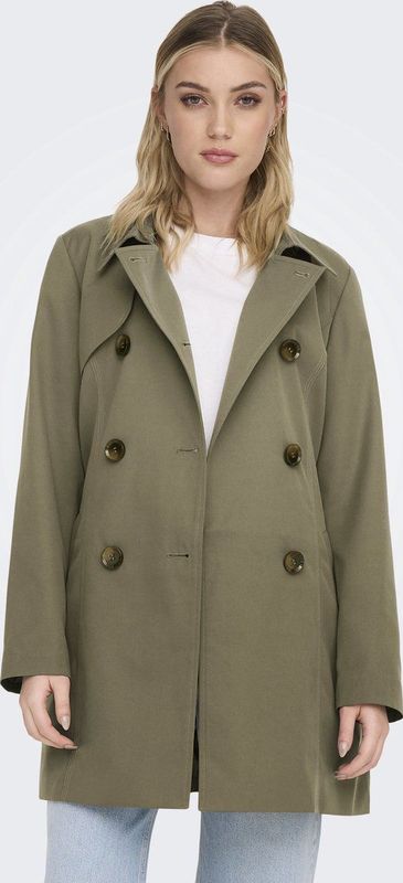 Onlvalerie - Trenchcoat - Lang - Gespreide Kraag - Knoopsluiting met Dubbele Knopenrij