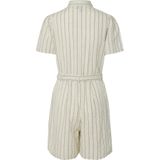 PIECES - Korte Jumpsuit - Beige - Viscose - Gestreept Motief