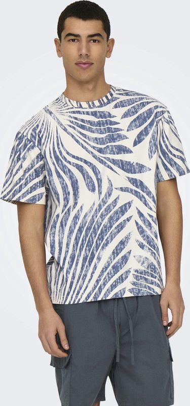 ONLY&SONS - ONSZEKE LIFE REG WASHED SS AOP TEE - Heren - T-shirts