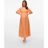 Vmmflora - Zwangerschapsjurk - Maxi Lengte - V-Hals - Korte Mouwen