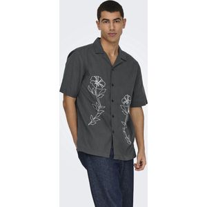 Overhemd - Katoen - Resort Kraag - Korte Mouwen - Geborduurd Detail - Relaxed Fit