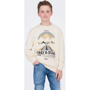 ONLY & SONS JUNIOR - Sweatshirt - Blauw - Katoen - O-hals - Lange Mouwen