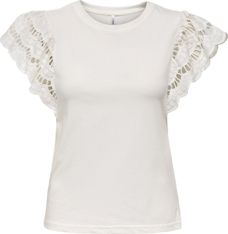 ONLY - ONLMACY - T-shirt - Wit - Kwartmouw - Effen