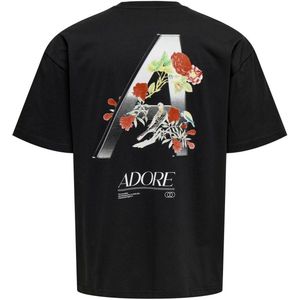 Only & sons onsadore loose ss print tee t-shirt zwart