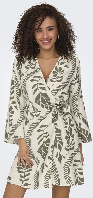 JDY - Korte Overslagjurk - Groen - Viscose - Bloemenprint