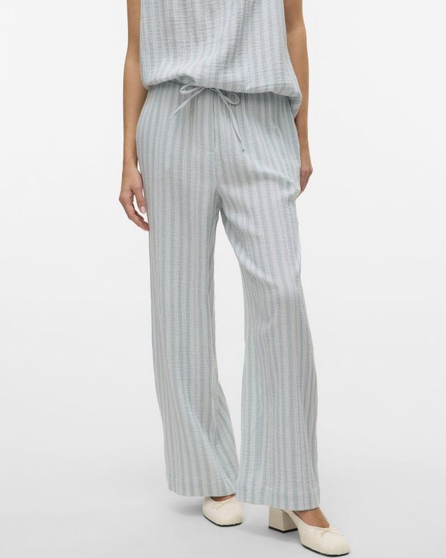 Broek - Wide Leg Fit - Mid Waist - Koordsluiting - Voorzakken