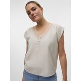 Top - V-hals - Mouwloos - Kantdetail - 85% Viscose, 15% Nylon