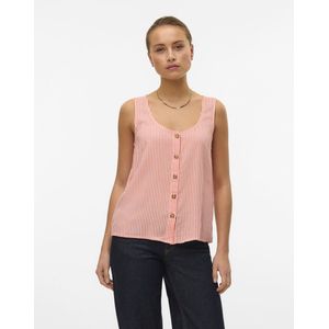 Overhemd - Weggesneden Kraag - Mouwloos - Knoopsluiting - Blauw