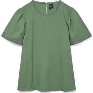 Blouse - Effen - Katoen - Kwartmouw - Normale Pasvorm