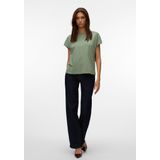 T-shirt - Kanten Detail - O-hals - Korte Mouwen - Regular Fit