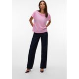 T-shirt - Kanten Detail - O-hals - Korte Mouwen - Regular Fit