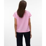 T-shirt - Kanten Detail - O-hals - Korte Mouwen - Regular Fit