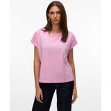 T-shirt - Kanten Detail - O-hals - Korte Mouwen - Regular Fit